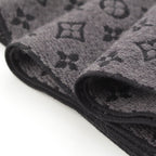 Louis Vuitton Monogram Wool Echarpe Classic Scarf Gray Black — view 7