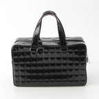 Chanel Choco Bar CC Logo Patent Handbag Black — view 4