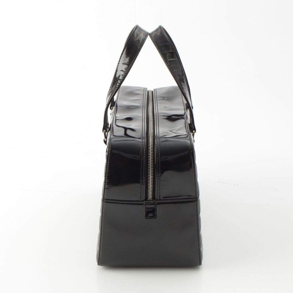 Chanel Choco Bar CC Logo Patent Handbag Black — view 3