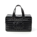 Chanel Choco Bar CC Logo Patent Handbag Black