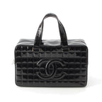 Chanel Choco Bar CC Logo Patent Handbag Black