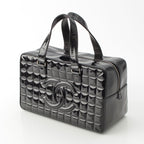 Chanel Choco Bar CC Logo Patent Handbag Black — view 2