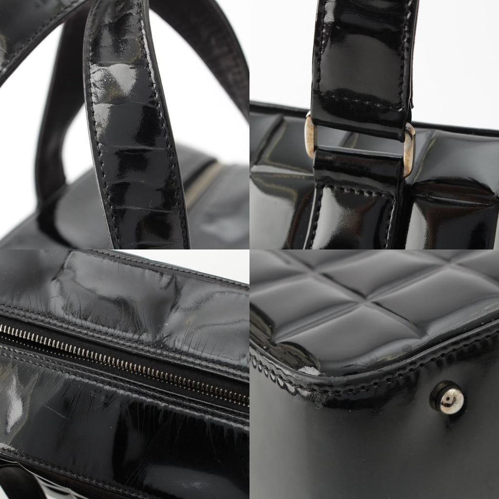 Chanel Choco Bar CC Logo Patent Handbag Black — view 9