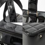 Chanel Choco Bar CC Logo Patent Handbag Black — view 9