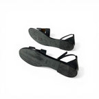 Hermes Santorini Sandals Shoes Leather Black Strap Flat — view 6