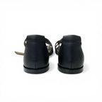 Hermes Santorini Sandals Shoes Leather Black Strap Flat — view 5