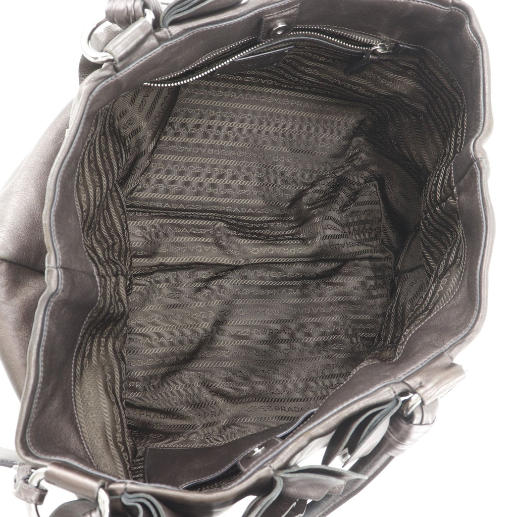 Prada Frill Leather Brown Tote — view 5