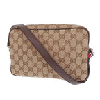 Gucci Small Cross Belt Bag Second GG Canvas Beige Dark Brown