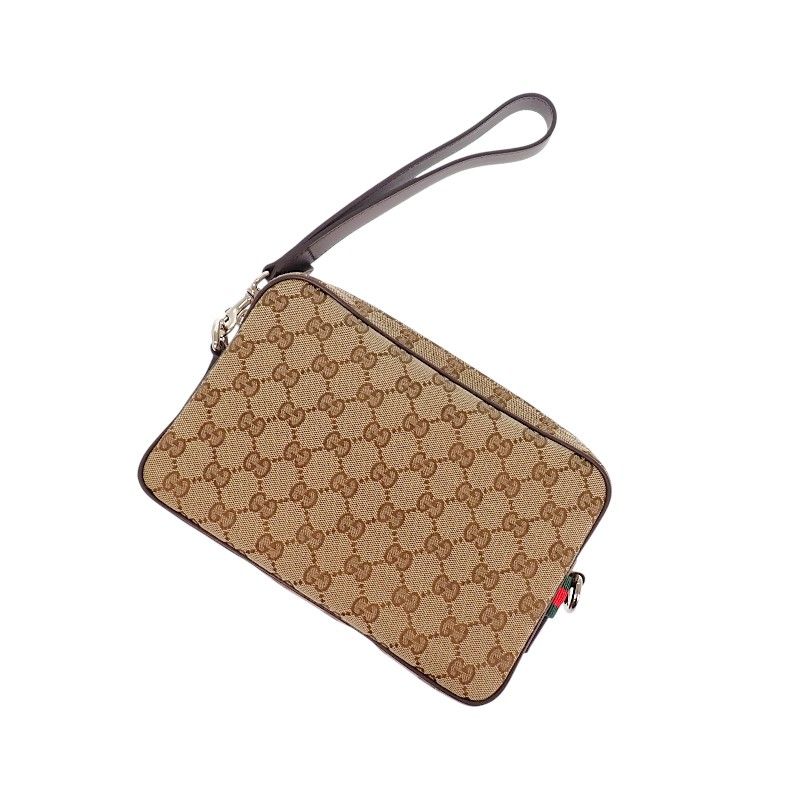 Gucci Small Cross Belt Bag Second GG Canvas Beige Dark Brown — view 3