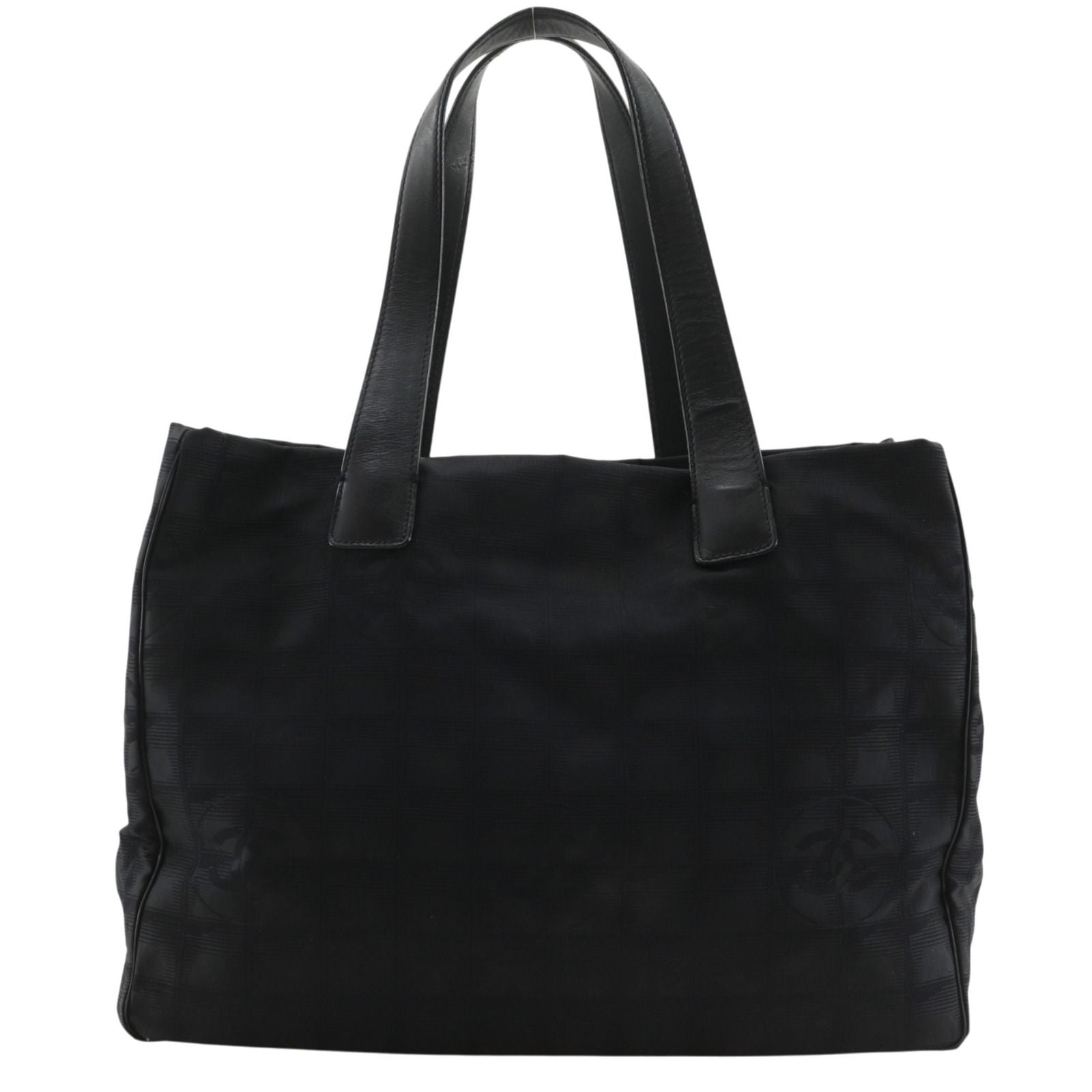Chanel New Travel Line Tote MM Nylon Canvas Black