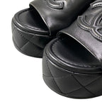 Chanel Medietta Platfo Sandals 37 Black Leather — view 7