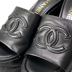 Chanel Medietta Platfo Sandals 37 Black Leather — view 8