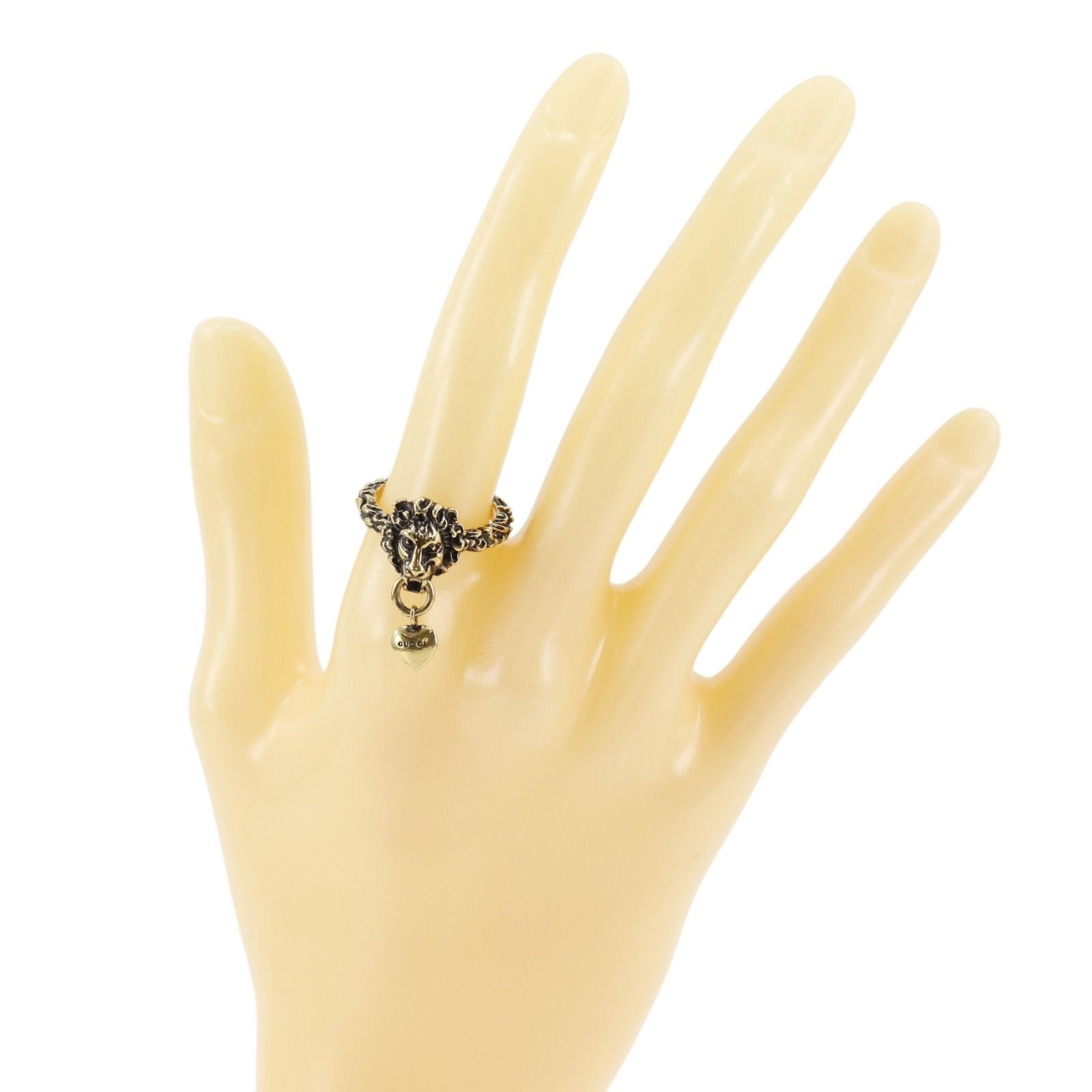Gucci Lion Head Heart Gold Plated Ring