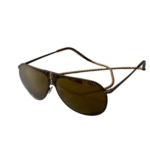 Bottega Veneta Benneta BV 61 Vintage Wash Aviator Sunglasses Gold Intrecciato — view 2