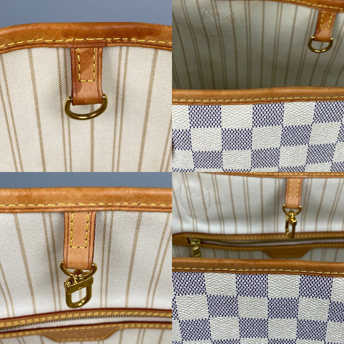 Louis Vuitton Damier Shoulder Tote with Azur Neverfull MM Pouch Rose Beige — view 7
