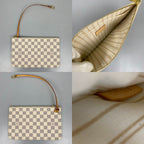 Louis Vuitton Damier Shoulder Tote with Azur Neverfull MM Pouch Rose Beige — view 9