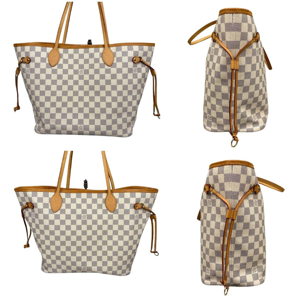 Louis Vuitton Damier Shoulder Tote with Azur Neverfull MM Pouch Rose Beige — view 2