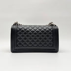 Chanel Shoulder Bag Quilted Black Leather CC Logo Silver — view 2