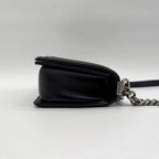 Chanel Shoulder Bag Quilted Black Leather CC Logo Silver — view 3