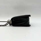 Chanel Shoulder Bag Quilted Black Leather CC Logo Silver — view 4