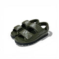 Prada Sandals Shoes Leather Khaki Logo Padded Nappa Velcro