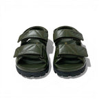 Prada Sandals Shoes Leather Khaki Logo Padded Nappa Velcro — view 3