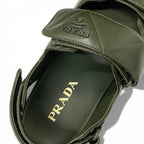 Prada Sandals Shoes Leather Khaki Logo Padded Nappa Velcro — view 7