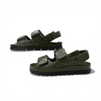 Prada Sandals Shoes Leather Khaki Logo Padded Nappa Velcro — view 2