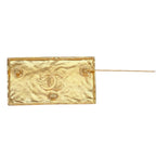 Chanel Logo Plate Brooch Metal Leather Gold Black Square — view 9