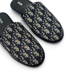 Dior Sandals Shoes Fabric Navy Beige White Jacquard Mules — view 9
