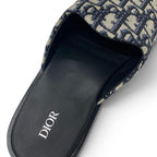 Dior Sandals Shoes Fabric Navy Beige White Jacquard Mules — view 7