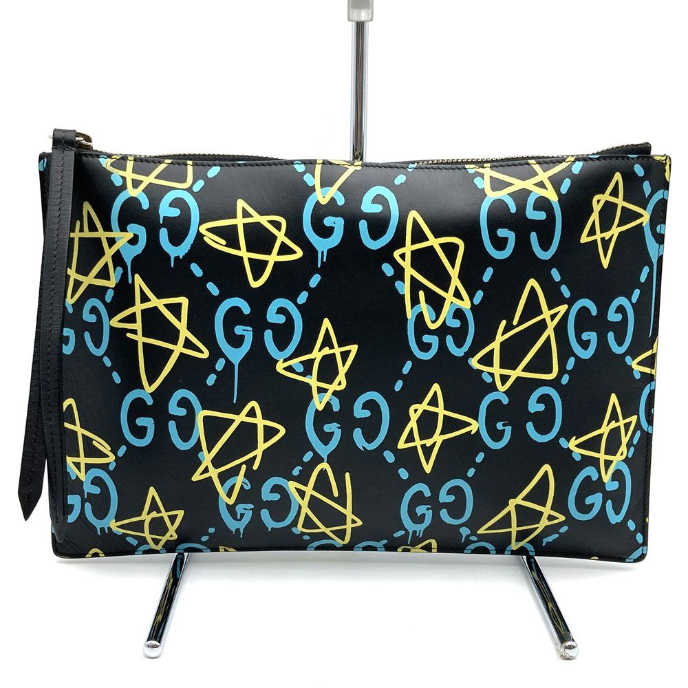 Gucci Ghost Clutch Trouble Andrew Collaboration Leather Black