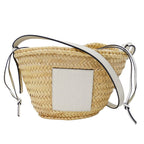 Loewe Shoulder Bag Anagram Raffia Leather Natural White Logo Basket Cool