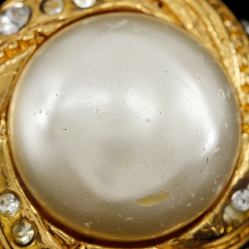 Chanel Vintage Gold Plated Faux Pearl Rhinestone Earrings — view 8