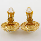 Chanel Vintage Gold Plated Faux Pearl Rhinestone Earrings — view 5