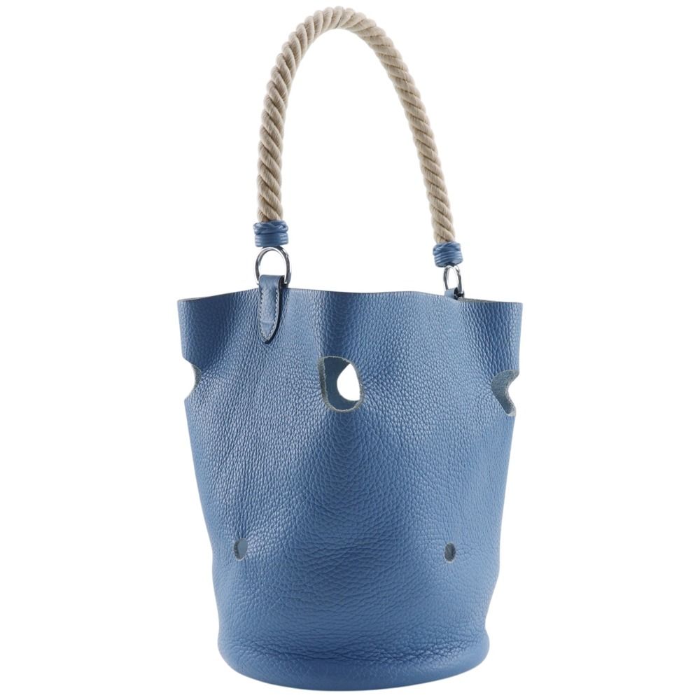 Hermes Manjoire MM Taurillon Clemence Blue Jean Shoulder Bag