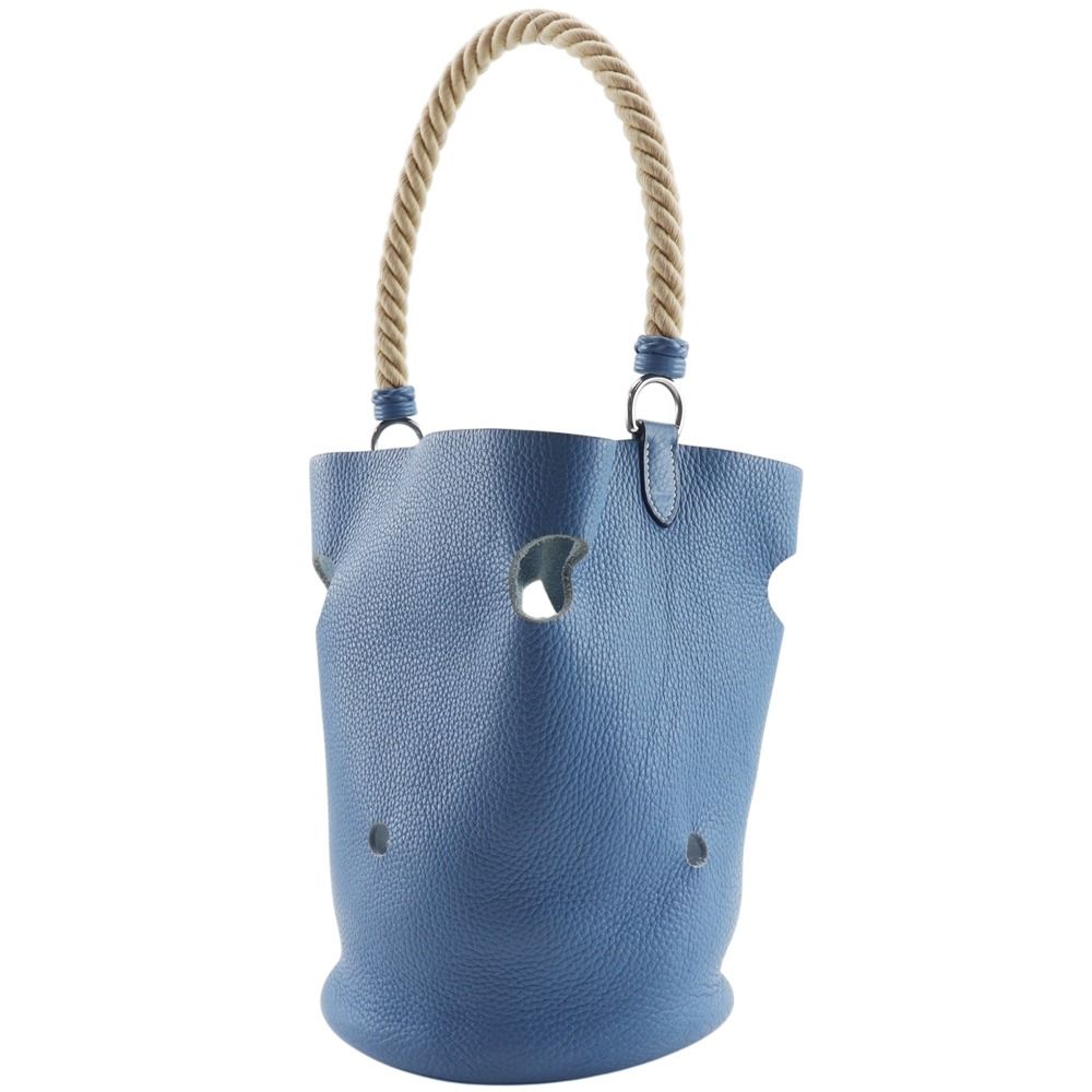 Hermes Manjoire MM Taurillon Clemence Blue Jean Shoulder Bag — view 2