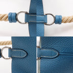 Hermes Manjoire MM Taurillon Clemence Blue Jean Shoulder Bag — view 9