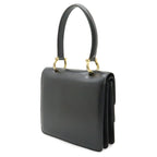 Celine Double Flap Vintage Handbag Bag Leather Black Gold — view 2