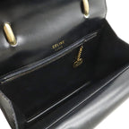 Celine Double Flap Vintage Handbag Bag Leather Black Gold — view 6