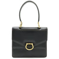 Celine Double Flap Vintage Handbag Bag Leather Black Gold
