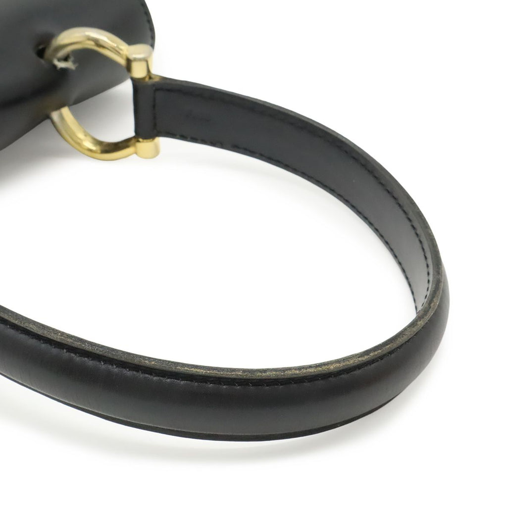 Celine Double Flap Vintage Handbag Bag Leather Black Gold — view 5