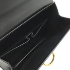 Celine Double Flap Vintage Handbag Bag Leather Black Gold — view 7