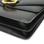 Celine Double Flap Vintage Handbag Bag Leather Black Gold — view 3