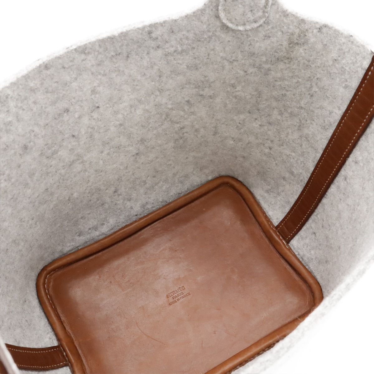 Hermes Picotin PM Tote Felt Veau Swift Gray Brown Silver — view 7