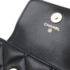 Chanel Quilted CC Logo Mini Waist Bag Pouch Chain Leather Black Gold Silver — view 6