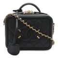 Chanel CC Filigree Small Vanity 2-Way Chain Shoulder Bag Caviar Leather Black