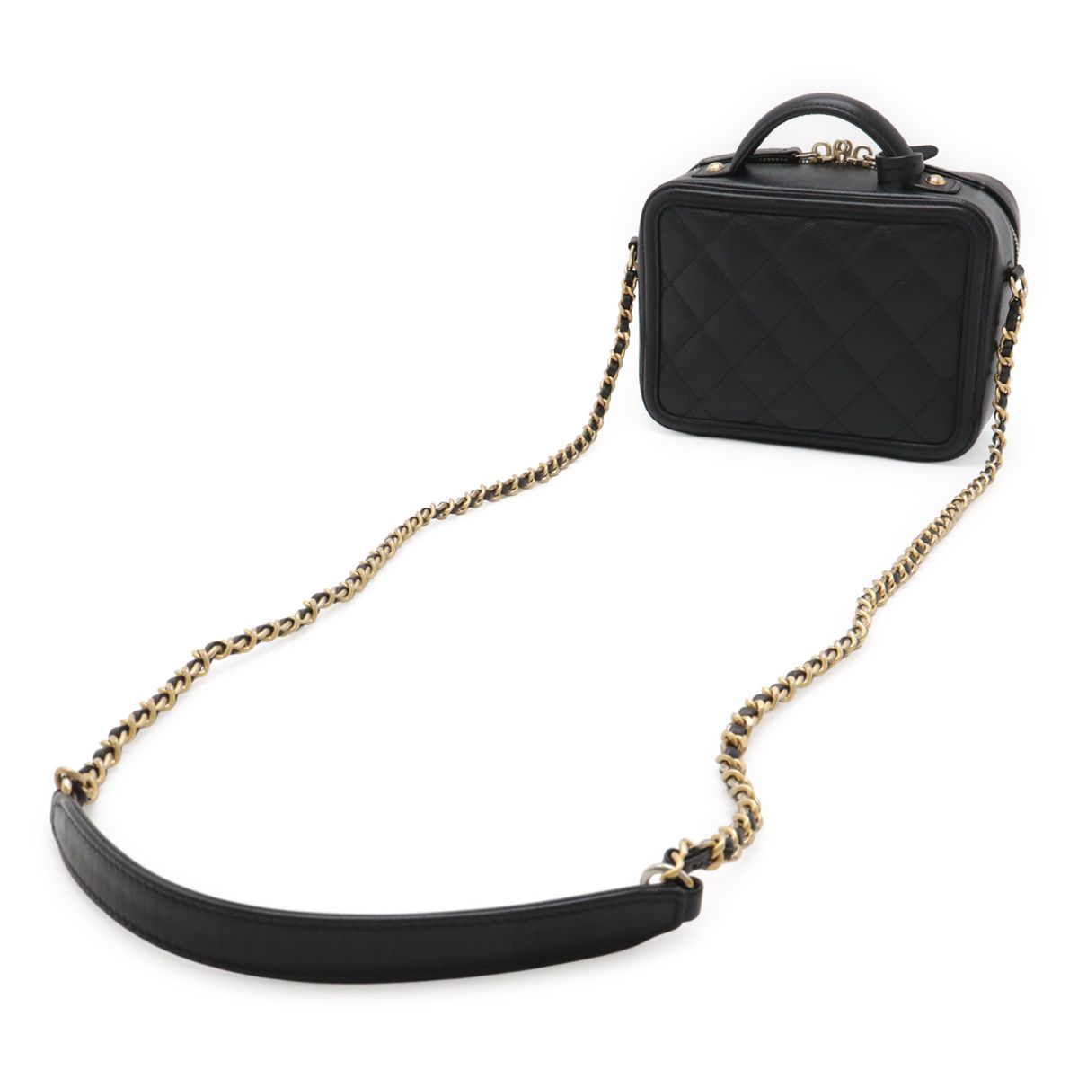 Chanel CC Filigree Small Vanity 2-Way Chain Shoulder Bag Caviar Leather Black — view 2