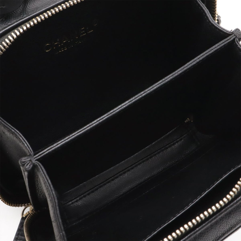 Chanel CC Filigree Small Vanity 2-Way Chain Shoulder Bag Caviar Leather Black — view 6