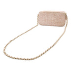 Chanel Deauville Chain Wallet 2-Way Shoulder Bag Clutch Tweed Lame Raffia Pink — view 2